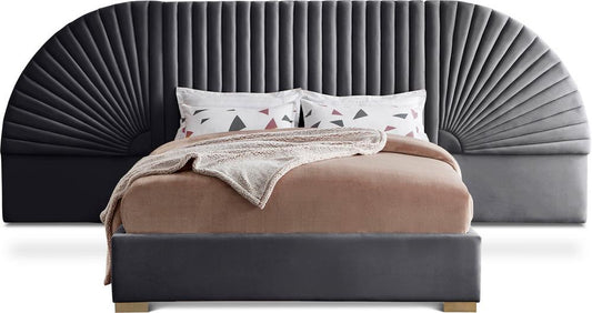 Meridian Furniture - Cleo Grey Velvet King Bed - CleoGrey-K veiw 1