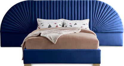 Meridian Furniture - Cleo Navy Velvet King Bed - CleoNavy-K veiw 1