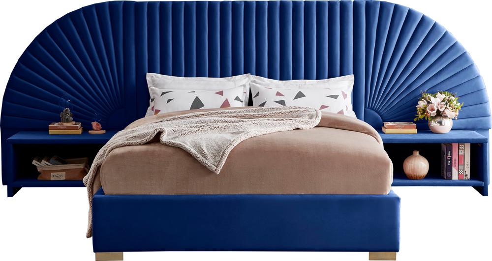Meridian Furniture - Cleo Navy Velvet King Bed - CleoNavy-K veiw 3