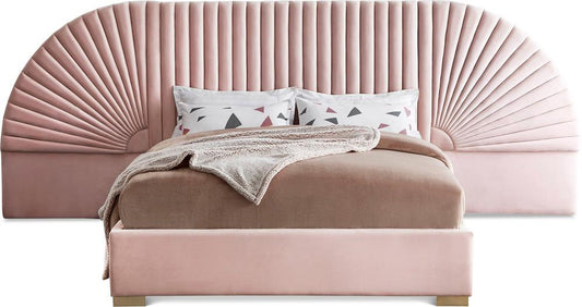 Meridian Furniture - Cleo Pink Velvet King Bed - CleoPink-K veiw 1