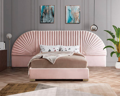 Meridian Furniture - Cleo Pink Velvet King Bed - CleoPink-K veiw 2