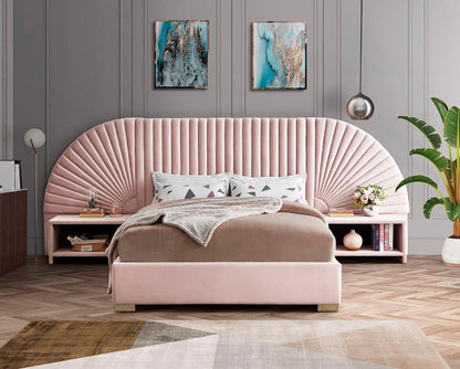 Meridian Furniture - Cleo Pink Velvet King Bed - CleoPink-K veiw 4