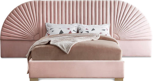 Meridian Furniture - Cleo Pink Velvet Queen Bed - CleoPink-Q veiw 1
