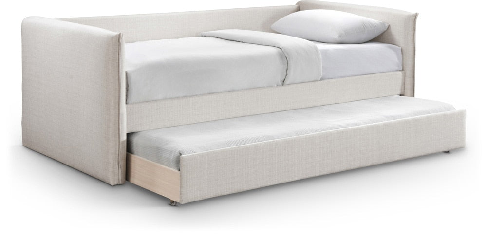 Meridian Furniture - Colton Cream Linen Textured Fabric Twin Daybed - ColtonCream-T veiw 1