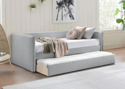 Meridian Furniture - Colton Grey Linen Textured Fabric Twin Daybed - ColtonGrey-T veiw 2