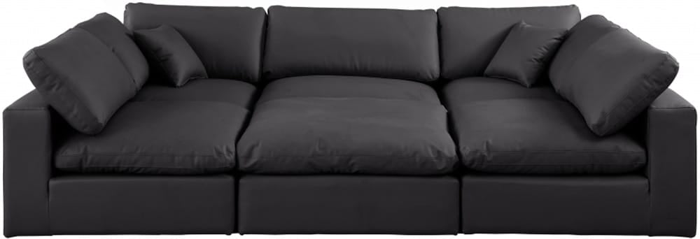 Meridian Furniture - Comfy Black Vegan Leather Modular Sectional - 6Pc - 188Black-Sec6C view 2