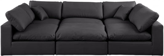 Meridian Furniture - Comfy Black Vegan Leather Modular Sectional - 6Pc - 188Black-Sec6C view 2
