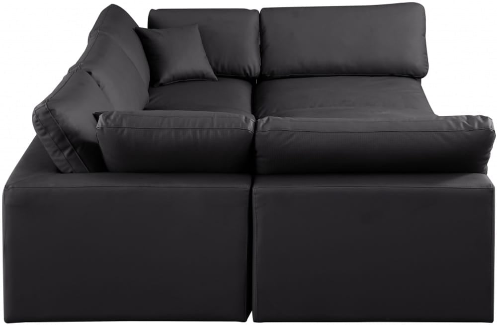 Meridian Furniture - Comfy Black Vegan Leather Modular Sectional - 6Pc - 188Black-Sec6C view 4
