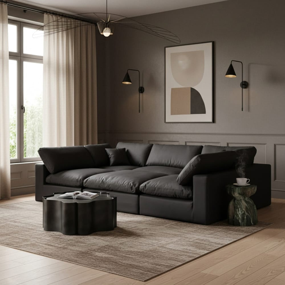 Meridian Furniture - Comfy Black Vegan Leather Modular Sectional - 6Pc - 188Black-Sec6C view 7