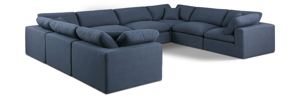 Meridian Furniture - Comfy Navy Linen Textured Fabric Modular Sectional - 8Pc - 187Navy-Sec8A veiw 1