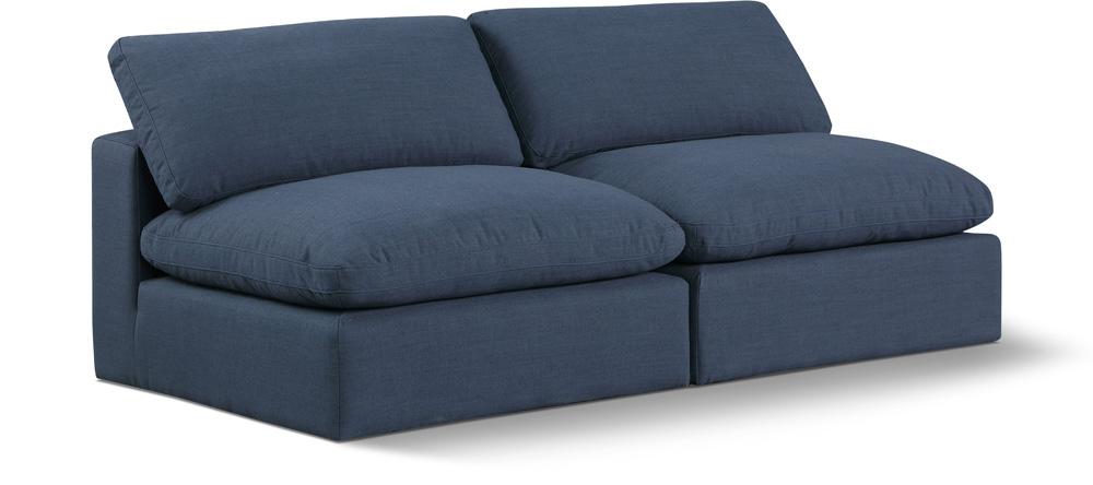 Meridian Furniture - Comfy Navy Linen Textured Fabric Modular Sofa - 2Pc - 187Navy-S78 veiw 1