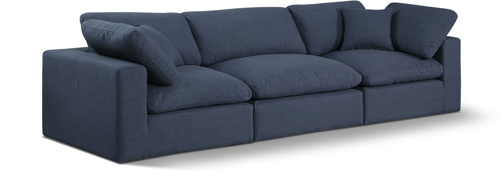 Meridian Furniture - Comfy Navy Linen Textured Fabric Modular Sofa - 3Pc - 187Navy-S119 veiw 1