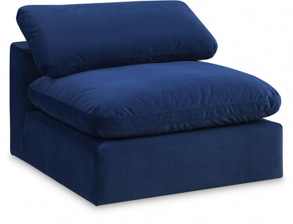 Meridian Furniture - Comfy Navy Velvet Modular Armless Chair - 189Navy-Armless view 1