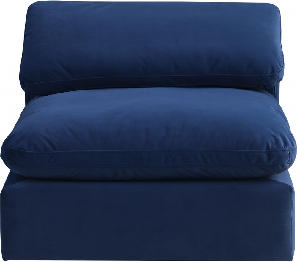 Meridian Furniture - Comfy Navy Velvet Modular Armless Chair - 189Navy-Armless view 2