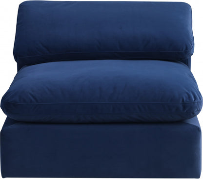 Meridian Furniture - Comfy Navy Velvet Modular Armless Chair - 189Navy-Armless view 2