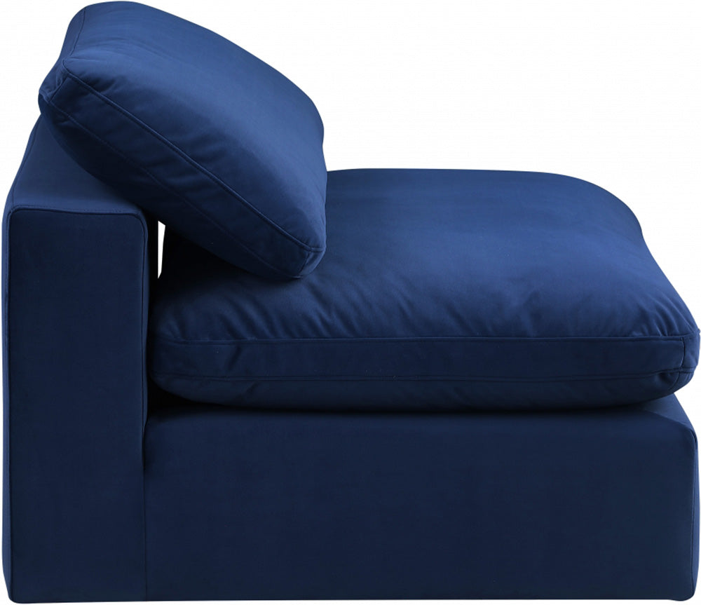 Meridian Furniture - Comfy Navy Velvet Modular Armless Chair - 189Navy-Armless view 3
