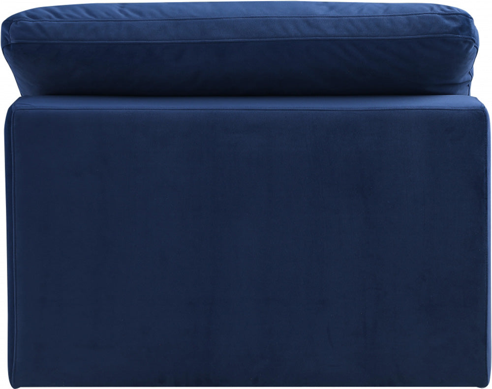 Meridian Furniture - Comfy Navy Velvet Modular Armless Chair - 189Navy-Armless view 4