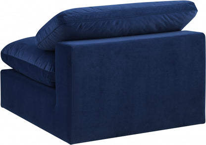 Meridian Furniture - Comfy Navy Velvet Modular Armless Chair - 189Navy-Armless view 5