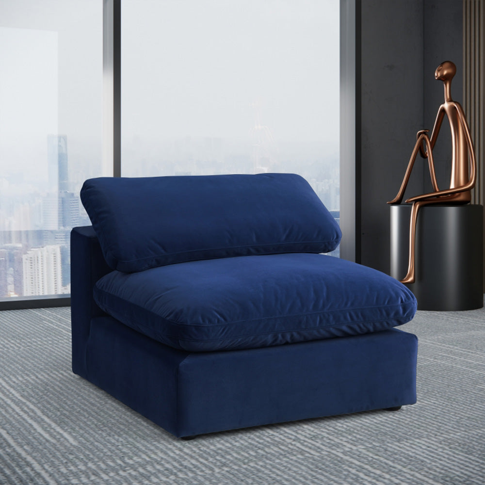 Meridian Furniture - Comfy Navy Velvet Modular Armless Chair - 189Navy-Armless view 7