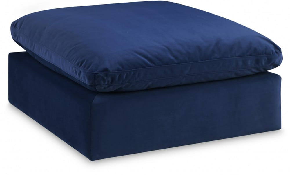 Meridian Furniture - Comfy Navy Velvet Modular Ottoman - 189Navy-Ott view 1