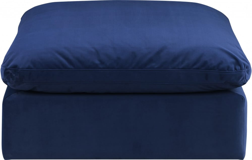 Meridian Furniture - Comfy Navy Velvet Modular Ottoman - 189Navy-Ott view 2