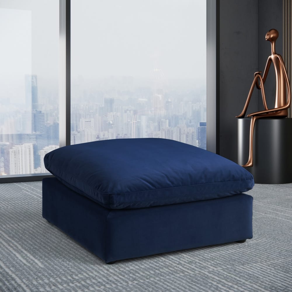 Meridian Furniture - Comfy Navy Velvet Modular Ottoman - 189Navy-Ott view 3