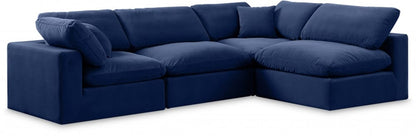 Meridian Furniture - Comfy Navy Velvet Modular Sectional - 4Pc - 189Navy-Sec4B view 1