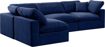 Meridian Furniture - Comfy Navy Velvet Modular Sectional - 4Pc - 189Navy-Sec4B view 3