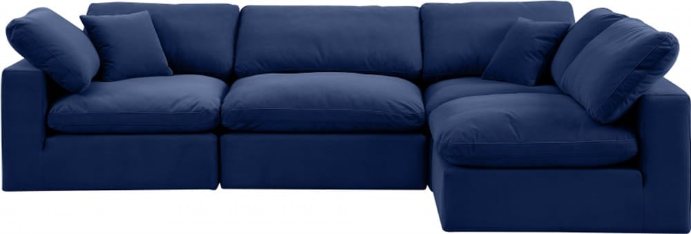 Meridian Furniture - Comfy Navy Velvet Modular Sectional - 4Pc - 189Navy-Sec4B view 4