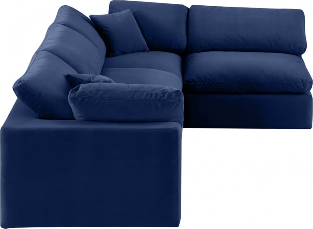 Meridian Furniture - Comfy Navy Velvet Modular Sectional - 4Pc - 189Navy-Sec4B view 5