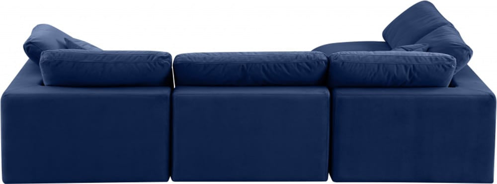 Meridian Furniture - Comfy Navy Velvet Modular Sectional - 4Pc - 189Navy-Sec4B view 6