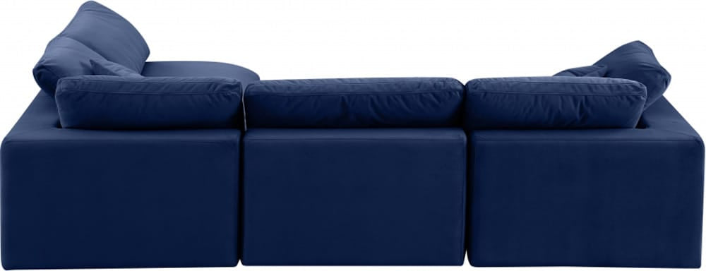 Meridian Furniture - Comfy Navy Velvet Modular Sectional - 4Pc - 189Navy-Sec4B view 7