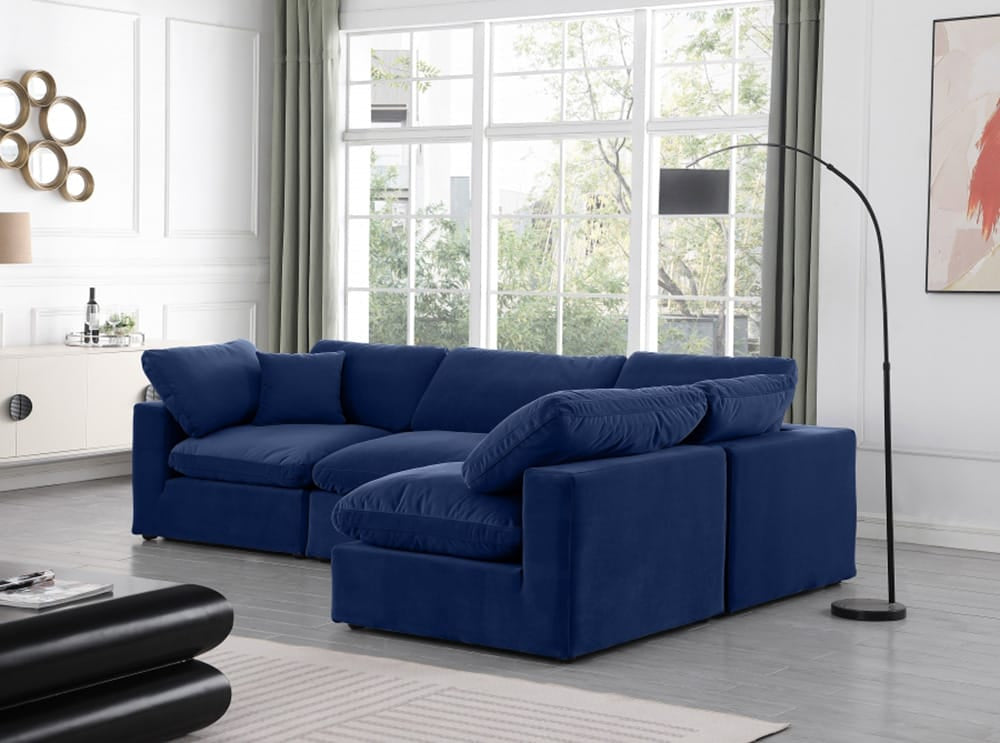 Meridian Furniture - Comfy Navy Velvet Modular Sectional - 4Pc - 189Navy-Sec4B view 11