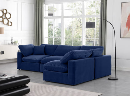 Meridian Furniture - Comfy Navy Velvet Modular Sectional - 4Pc - 189Navy-Sec4B view 11
