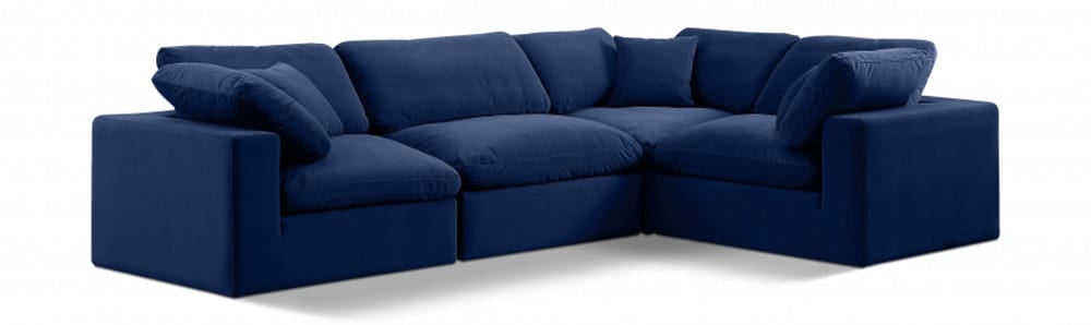Meridian Furniture - Comfy Navy Velvet Modular Sectional - 4Pc - 189Navy-Sec4A view 1