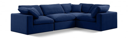 Meridian Furniture - Comfy Navy Velvet Modular Sectional - 4Pc - 189Navy-Sec4A view 1