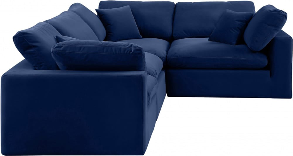 Meridian Furniture - Comfy Navy Velvet Modular Sectional - 4Pc - 189Navy-Sec4C view 3