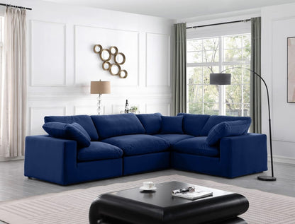 Meridian Furniture - Comfy Navy Velvet Modular Sectional - 4Pc - 189Navy-Sec4C view 5