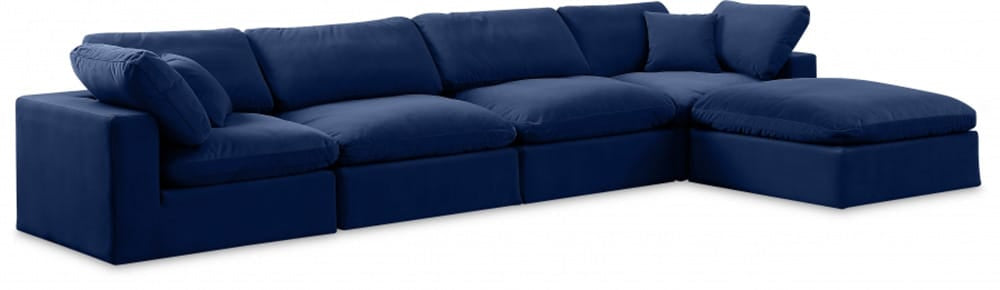 Meridian Furniture - Comfy Navy Velvet Modular Sectional - 5Pc - 189Navy-Sec5A view 1
