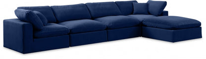 Meridian Furniture - Comfy Navy Velvet Modular Sectional - 5Pc - 189Navy-Sec5A view 1