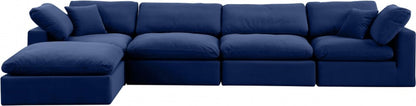 Meridian Furniture - Comfy Navy Velvet Modular Sectional - 5Pc - 189Navy-Sec5A view 2