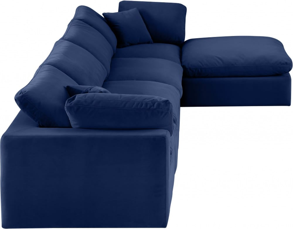 Meridian Furniture - Comfy Navy Velvet Modular Sectional - 5Pc - 189Navy-Sec5A view 3