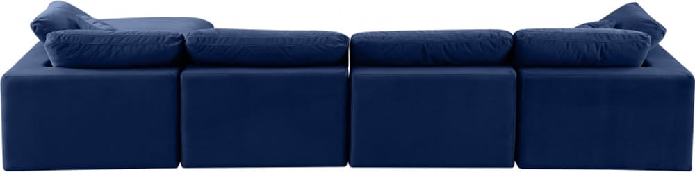 Meridian Furniture - Comfy Navy Velvet Modular Sectional - 5Pc - 189Navy-Sec5A view 4