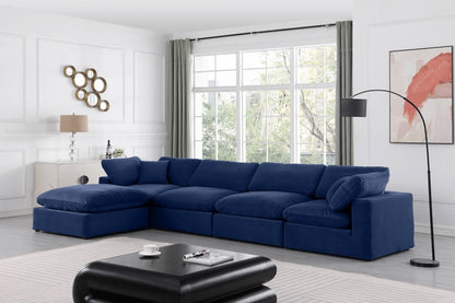 Meridian Furniture - Comfy Navy Velvet Modular Sectional - 5Pc - 189Navy-Sec5A view 8