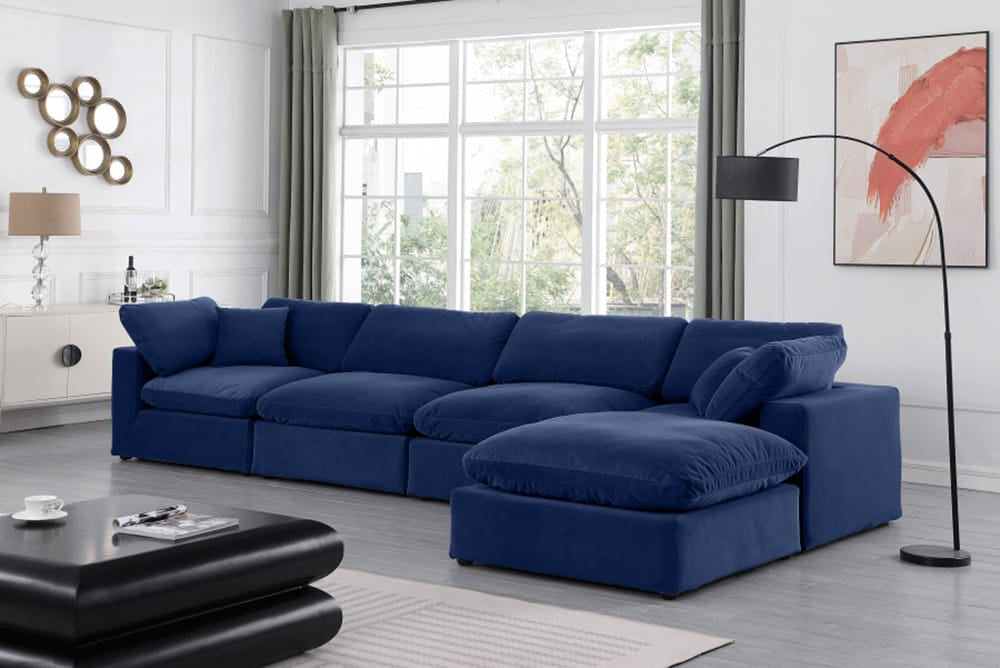 Meridian Furniture - Comfy Navy Velvet Modular Sectional - 5Pc - 189Navy-Sec5A view 9