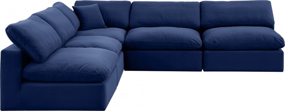 Meridian Furniture - Comfy Navy Velvet Modular Sectional - 5Pc - 189Navy-Sec5B view 1