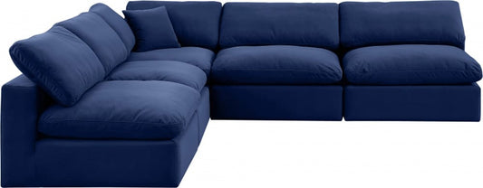 Meridian Furniture - Comfy Navy Velvet Modular Sectional - 5Pc - 189Navy-Sec5B view 1