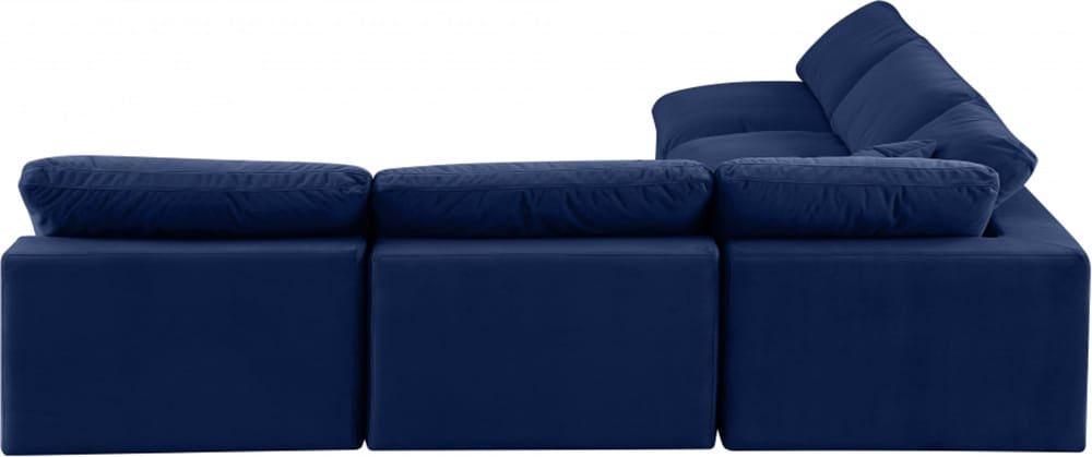 Meridian Furniture - Comfy Navy Velvet Modular Sectional - 5Pc - 189Navy-Sec5B view 2