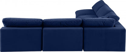 Meridian Furniture - Comfy Navy Velvet Modular Sectional - 5Pc - 189Navy-Sec5B view 2