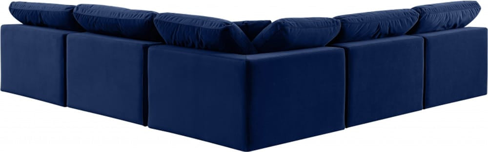 Meridian Furniture - Comfy Navy Velvet Modular Sectional - 5Pc - 189Navy-Sec5B view 3